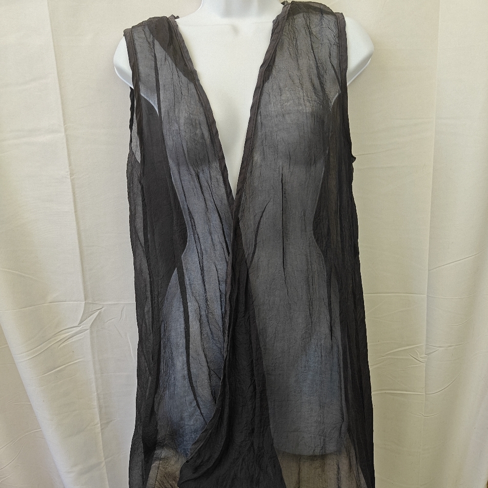 VTG Blue Fish Mesh Silk Navy Blue Boho Blouse Size 0 Women's - Picture 2 of 15